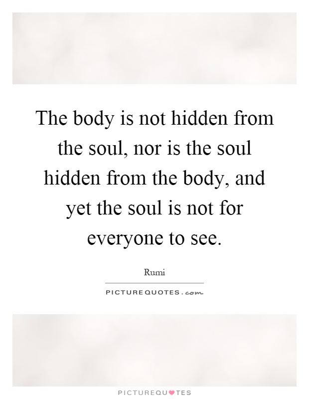 The body is not hidden from the soul, nor is the soul hidden from the body, and yet the soul is not for everyone to see Picture Quote #1