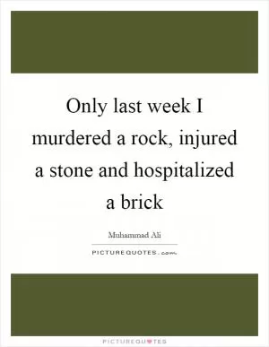 Only last week I murdered a rock, injured a stone and hospitalized a brick Picture Quote #1