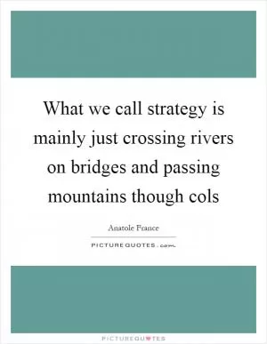 What we call strategy is mainly just crossing rivers on bridges and passing mountains though cols Picture Quote #1