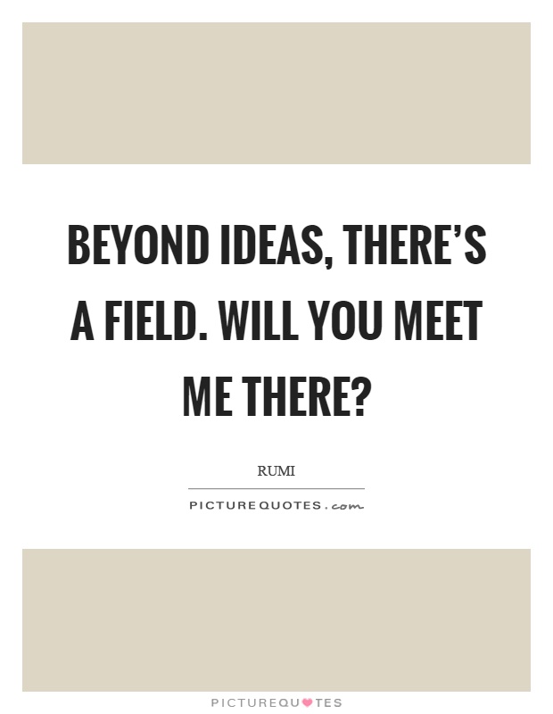 Beyond ideas, there's a field. Will you meet me there? Picture Quote #1