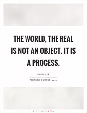 The world, the real is not an object. It is a process Picture Quote #1