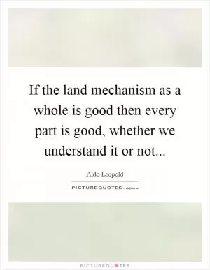 If the land mechanism as a whole is good then every part is good, whether we understand it or not Picture Quote #1