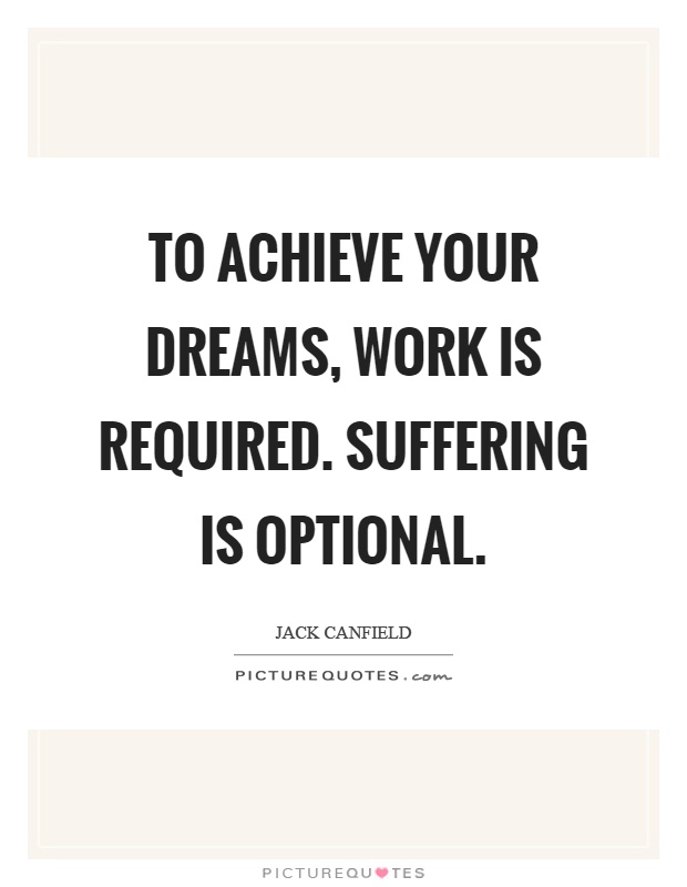 To achieve your dreams, work is required. Suffering is optional Picture Quote #1