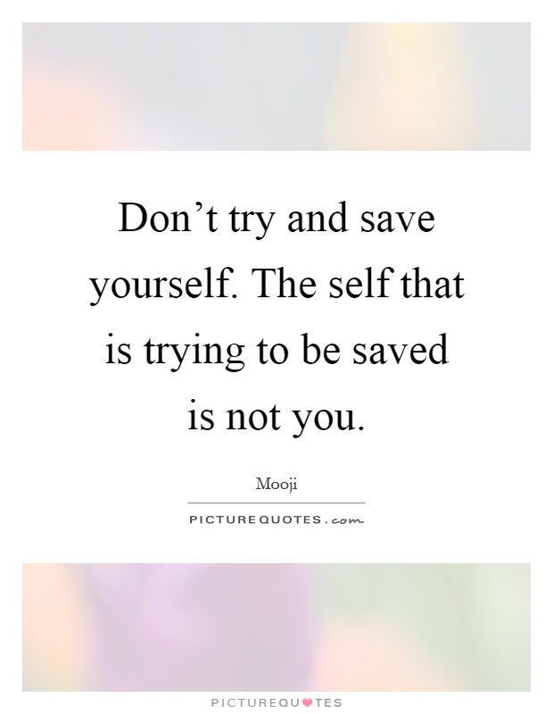 Don't try and save yourself. The self that is trying to be saved is not you Picture Quote #1