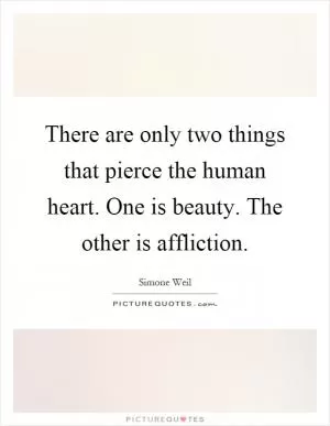 There are only two things that pierce the human heart. One is beauty. The other is affliction Picture Quote #1