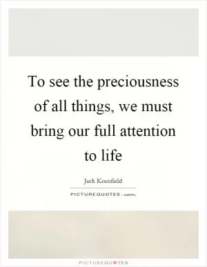 To see the preciousness of all things, we must bring our full attention to life Picture Quote #1