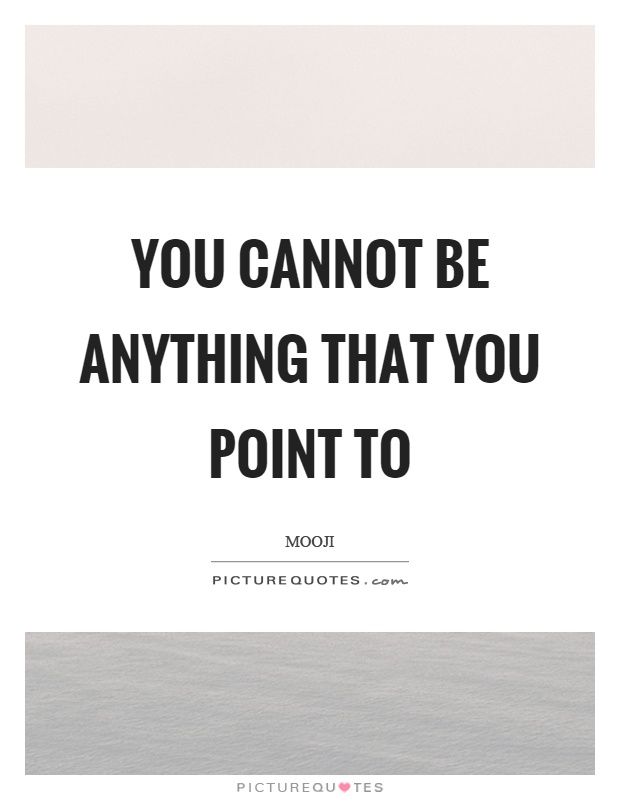 You cannot be anything that you point to Picture Quote #1