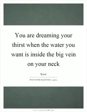 You are dreaming your thirst when the water you want is inside the big vein on your neck Picture Quote #1