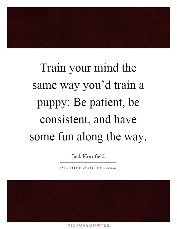 Train your mind the same way you'd train a puppy: Be patient, be consistent, and have some fun along the way Picture Quote #1