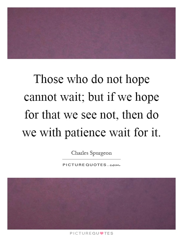 Those who do not hope cannot wait; but if we hope for that we see not, then do we with patience wait for it Picture Quote #1