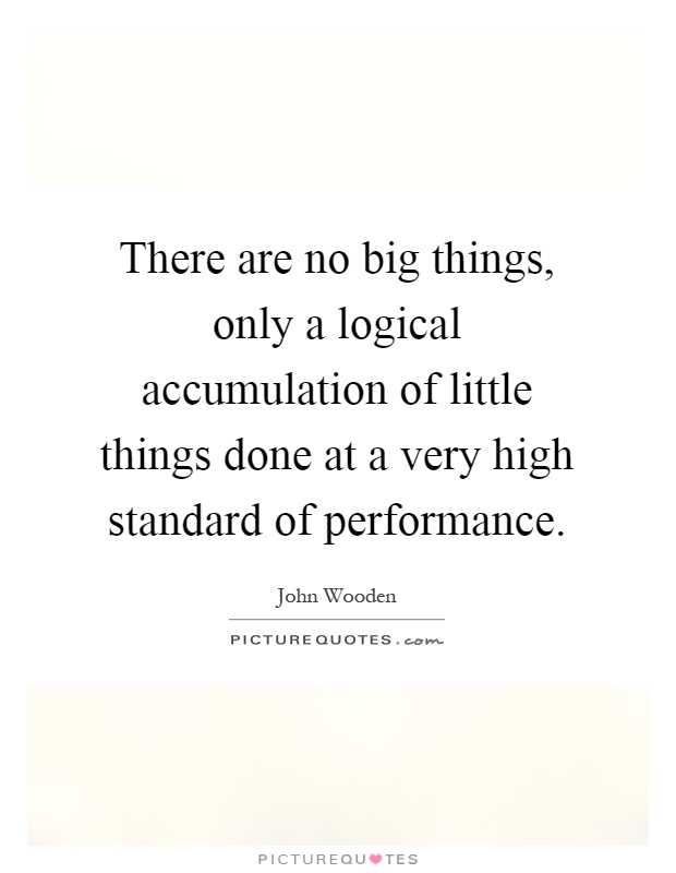 There are no big things, only a logical accumulation of little things done at a very high standard of performance Picture Quote #1