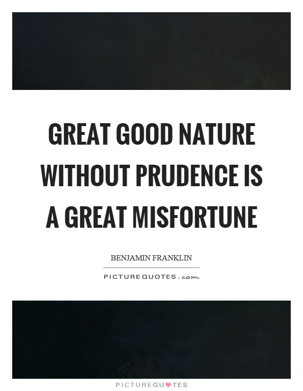 Great good nature without prudence is a great misfortune Picture Quote #1