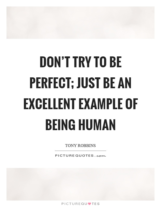 Don't try to be perfect; just be an excellent example of being human Picture Quote #1