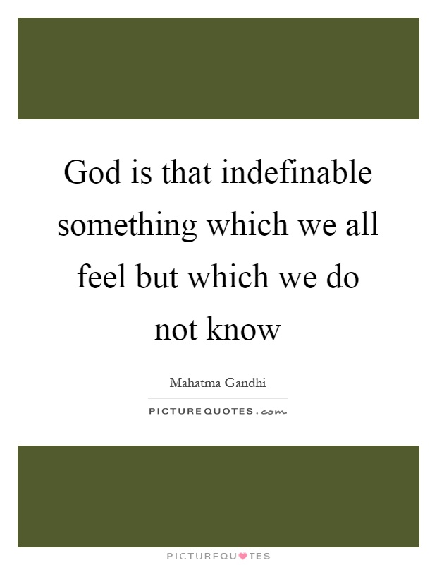 God is that indefinable something which we all feel but which we do not know Picture Quote #1