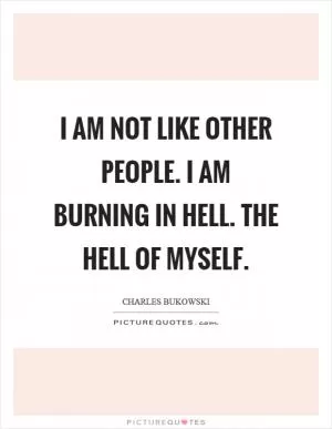 I am not like other people. I am burning in hell. The hell of myself Picture Quote #1