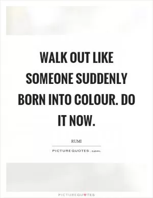 Walk out like someone suddenly born into colour. Do it now Picture Quote #1