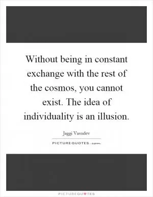 Without being in constant exchange with the rest of the cosmos, you cannot exist. The idea of individuality is an illusion Picture Quote #1