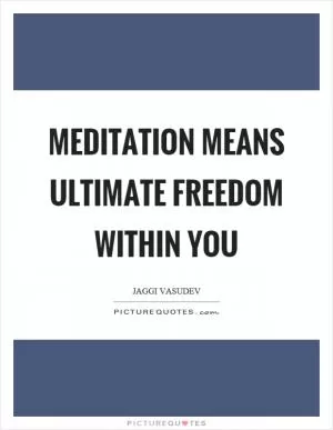 Meditation means ultimate freedom within you Picture Quote #1