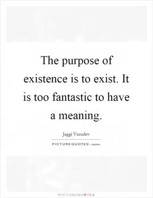 The purpose of existence is to exist. It is too fantastic to have a meaning Picture Quote #1