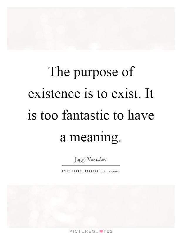 The purpose of existence is to exist. It is too fantastic to have a meaning Picture Quote #1