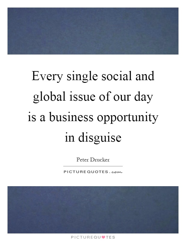 Every single social and global issue of our day is a business opportunity in disguise Picture Quote #1