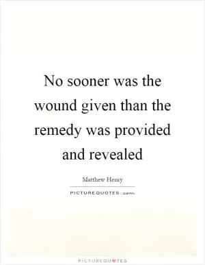 No sooner was the wound given than the remedy was provided and revealed Picture Quote #1