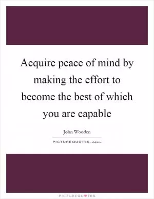 Acquire peace of mind by making the effort to become the best of which you are capable Picture Quote #1