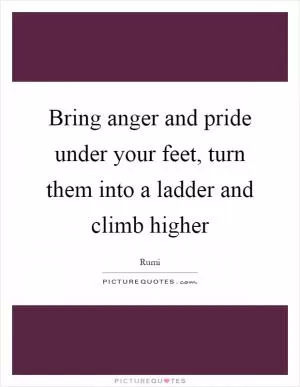 Bring anger and pride under your feet, turn them into a ladder and climb higher Picture Quote #1