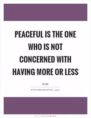Peaceful is the one who is not concerned with having more or less Picture Quote #1
