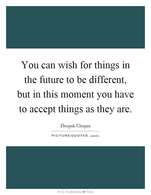 You can wish for things in the future to be different, but in this moment you have to accept things as they are Picture Quote #1