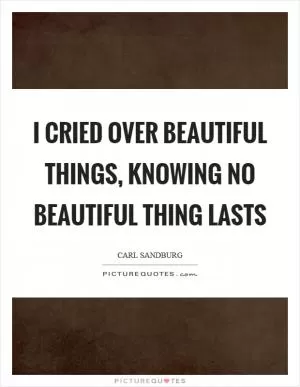 I cried over beautiful things, knowing no beautiful thing lasts Picture Quote #1
