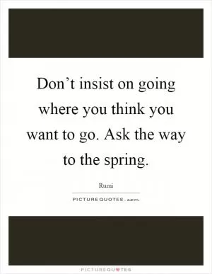 Don’t insist on going where you think you want to go. Ask the way to the spring Picture Quote #1