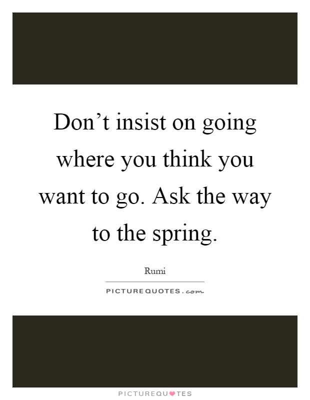 Don't insist on going where you think you want to go. Ask the way to the spring Picture Quote #1