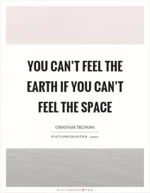 You can’t feel the earth if you can’t feel the space Picture Quote #1