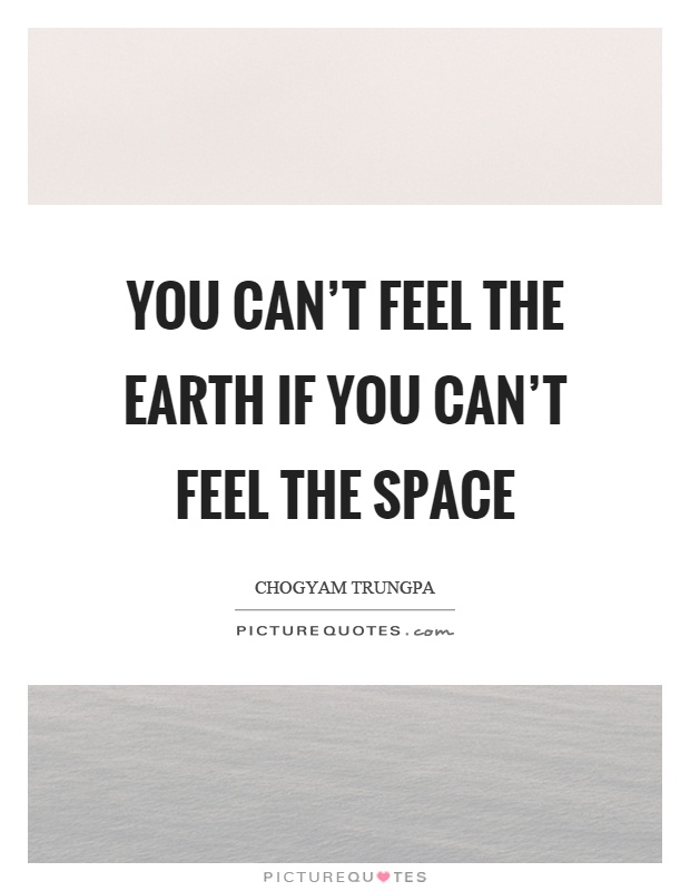 You can't feel the earth if you can't feel the space Picture Quote #1