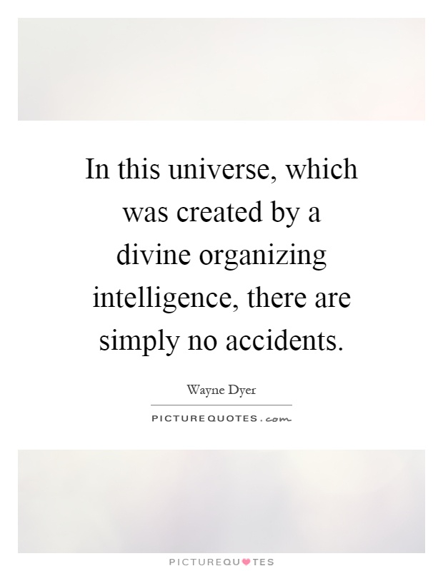 In this universe, which was created by a divine organizing intelligence, there are simply no accidents Picture Quote #1