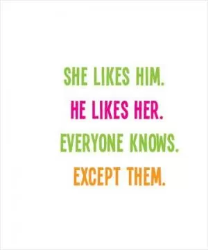 She likes him. He likes her. Everyone knows. Except them Picture Quote #1