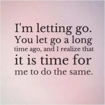 I'm letting go. You let go a long time ago, and I realize that it is time for me to do the same Picture Quote #1