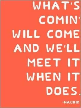 What's coming will come, and we'll meet it when it does Picture Quote #1