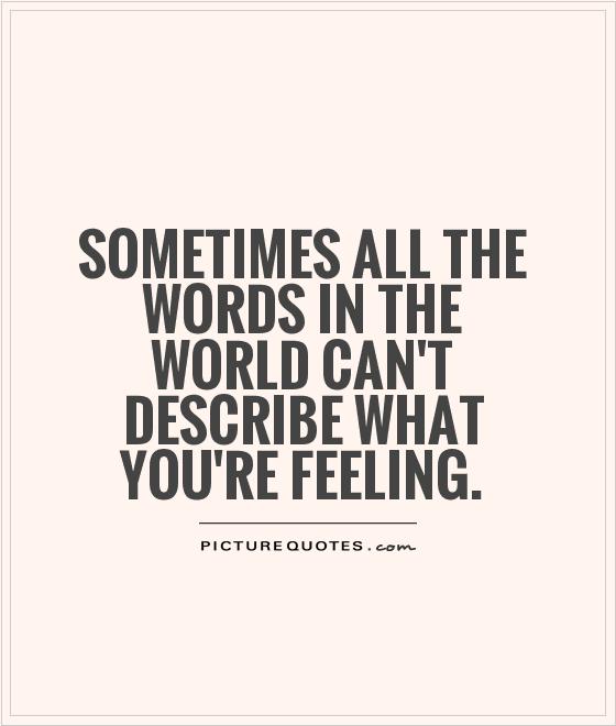 Sometimes all the words in the world can't describe what you're feeling Picture Quote #1