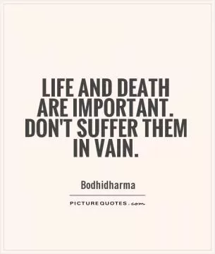 Life and death are important. Don't suffer them in vain Picture Quote #1