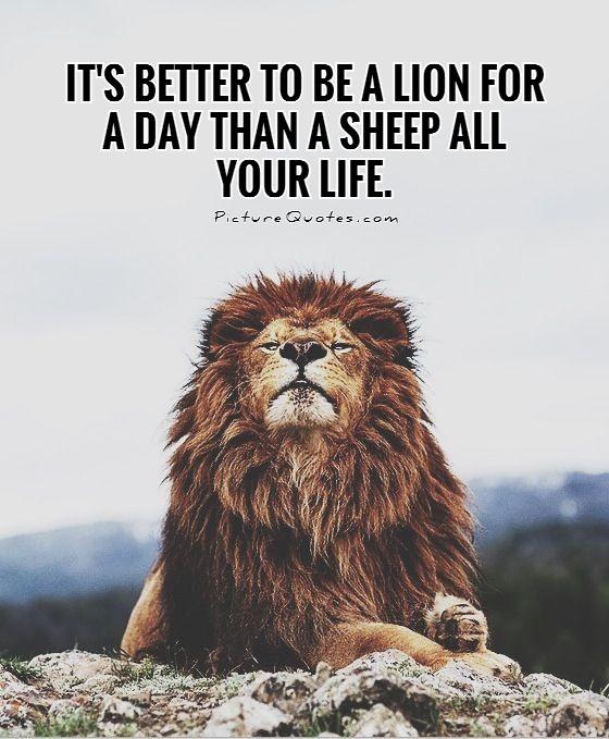 It's better to be a lion for a day than a sheep all your life Picture Quote #1