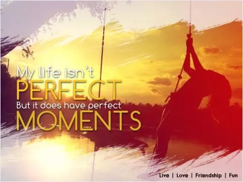 My life isn't perfect but it does have perfect moments Picture Quote #1