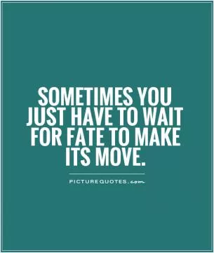 Sometimes you just have to wait for fate to make its move Picture Quote #1