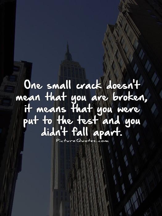One small crack doesn't mean that you are broken, it means that you were put to the test and you didn't fall apart Picture Quote #1