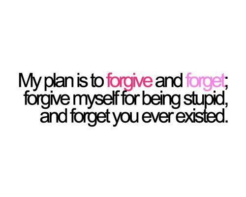 My plan is to forgive and forget. Forgive myself for being stupid, And forget you ever existed Picture Quote #1