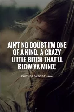 Ain't no doubt i'm one of a kind. A crazy little bitch that'll blow ya mind! Picture Quote #1