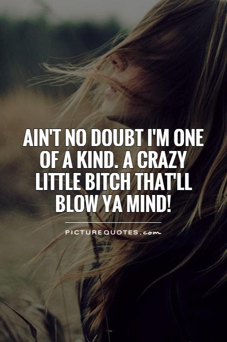 Ain't no doubt i'm one of a kind. A crazy little bitch that'll blow ya mind! Picture Quote #1