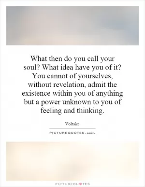 What then do you call your soul? What idea have you of it? You cannot of yourselves, without revelation, admit the existence within you of anything but a power unknown to you of feeling and thinking Picture Quote #1