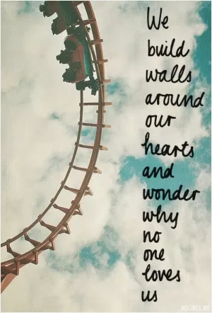 We build walls around our hearts and wonder why no one loves us Picture Quote #1
